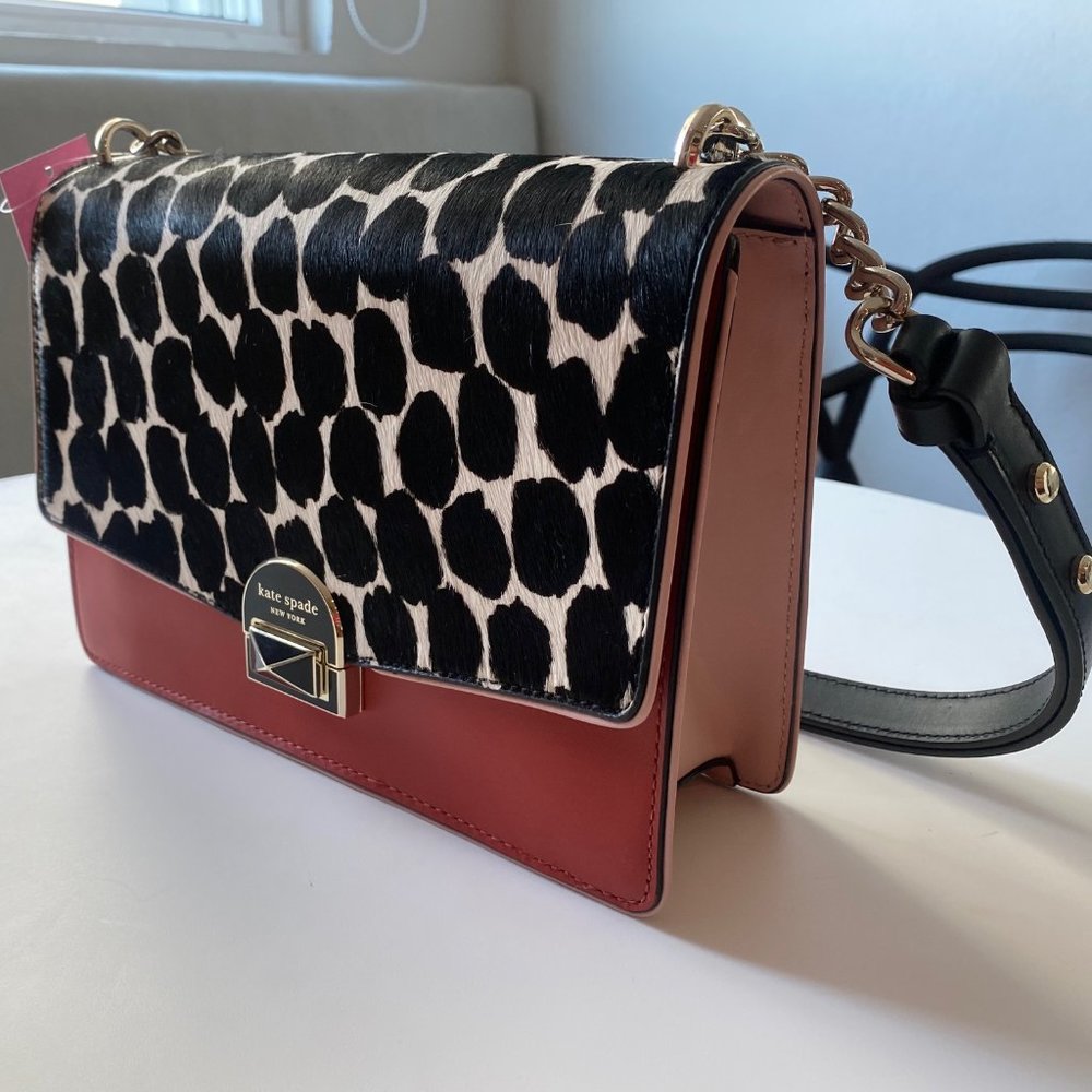 Kate Spade medium convertible shoulder bag orange pink and animal print
